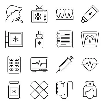 Pack of Coronavirus Linear Icons Stock Illustration