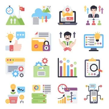 Pack of Corporate Flat Icons Stock-Illustration