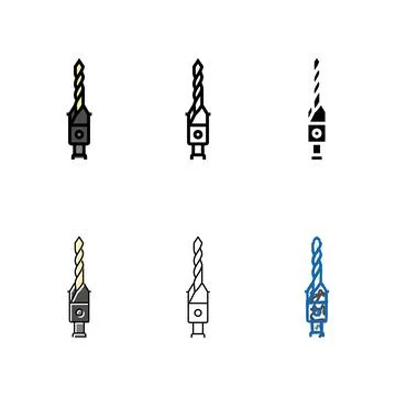 Pack countersink drill bit color icon vector Stock Illustration