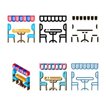 Pack cozy cafe icon vector outline Stock Illustration