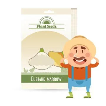 Pack of Custard marrow seeds Stock Illustration