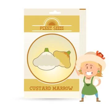 Pack of Custard marrow seeds Stock Illustration