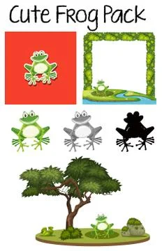 A pack of cute frog Stock Illustration