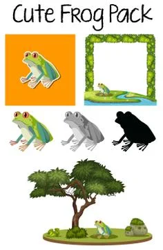 A pack of cute frog Stock Illustration