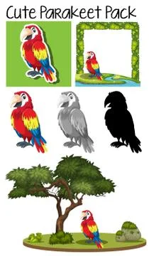 A pack of cute parrot イラスト素材