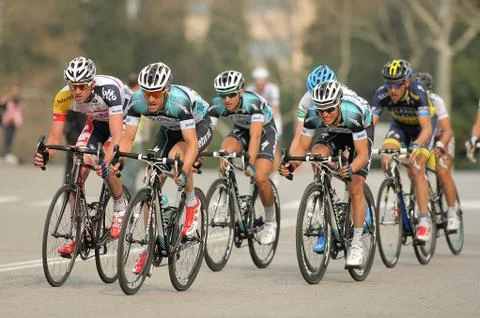 Pack of the cyclists of Omega Pharma Quickstep Foto stock