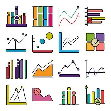 Pack of Data Analysis Flat Icons Stock-Illustration