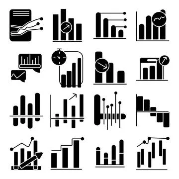Pack of Data Analysis Glyph  Icons Stock Illustration