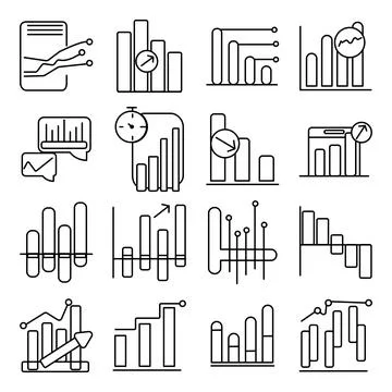 Pack of Data Analysis linear  Icons Stock Illustration