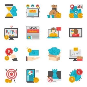 Pack of Data Analytics Flat Icon Illustrazione stock