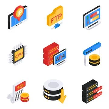 Pack of Data Analytics Isometric Icon Stock Illustration