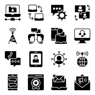 Pack of Data and Networking Solid Icons Stock Illustration