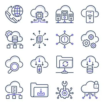 Pack of Data Download Flat Icons イラスト素材