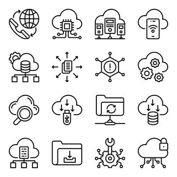 Pack of Data Download Linear Icons Illustrazione stock