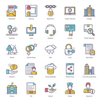 Pack Of Data Flat Icons Stock Illustration