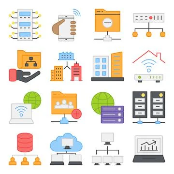 Pack of Data Flat Icons Stock Illustration
