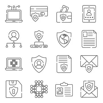 Pack of Data Protection Linear Icons Stock-Illustration