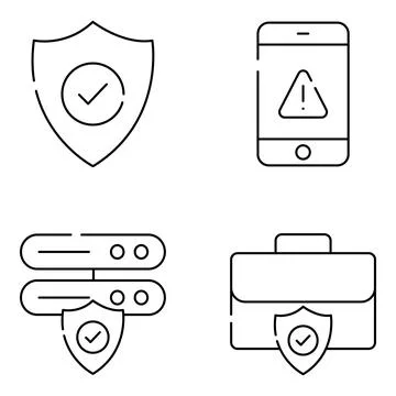 Pack of Data Safety Linear Icons Stock Illustration