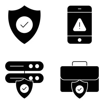 Pack of Data Safety Solid Icons Stock Illustration
