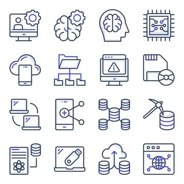 Pack of Data Science Flat Icons Illustrazione stock