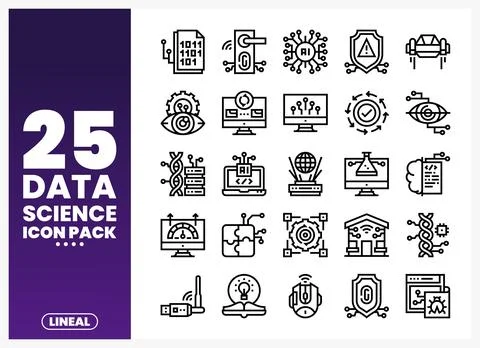 A pack of data science icons in a clean. lineal design. suitable for digita.. Stock Illustration