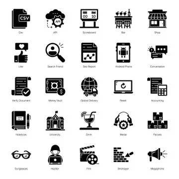 Pack Of Data Solid Icons Stock Illustration