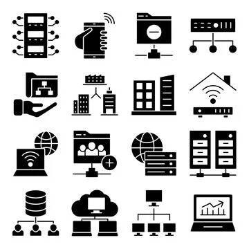 Pack of Data Solid Icons Illustrazione stock