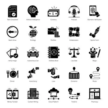 Pack Of Data Solid Vectors Stock Illustration