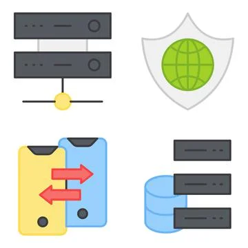 Pack of Data Technology Flat Icons Stock-Illustration
