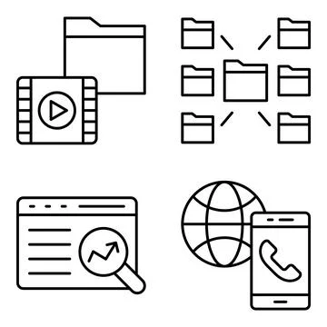 Pack of Data Technology Linear Icons Stock Illustration
