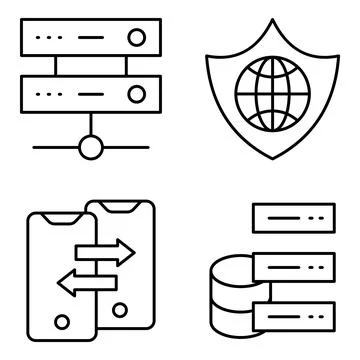 Pack of Data Technology Linear Icons Stock Illustration