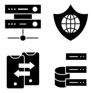 Pack of Data Technology Solid Icons Stock Illustration