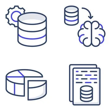 Pack of Database Flat Icons Stock Illustration