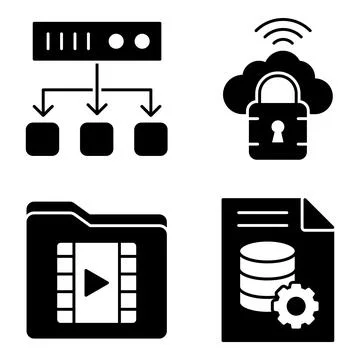Pack of Database Glyph Icons Stock-Illustration