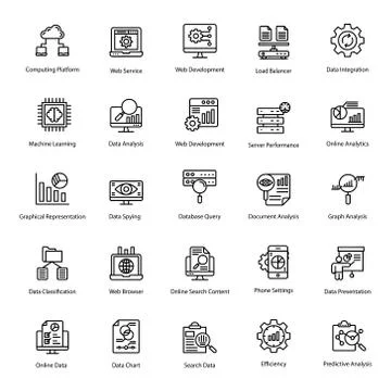 Pack Of Database Line Icons Illustrazione stock