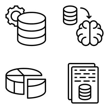 Pack of Database Linear Icons Stock Illustration