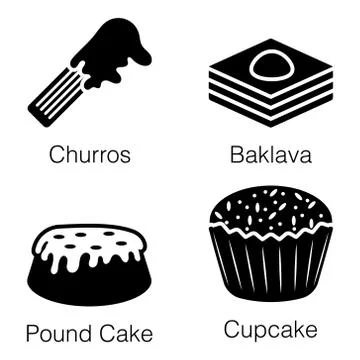 Pack Of Desserts Solid Icons Stock Illustration