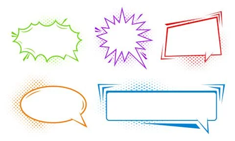 Pack of detailed empty comic speech bubbles Stock Illustration