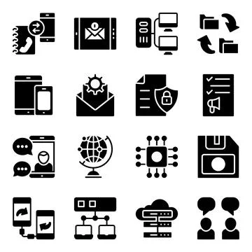 Pack of Devices and Technology Solid Icons Stock-Illustration