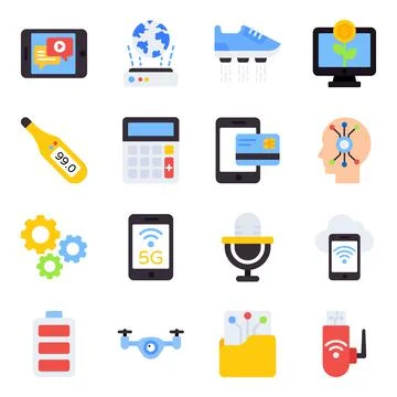 Pack of Devices Flat Icons Stock Illustration