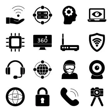 Pack of Devices Solid Icons Stock Illustration
