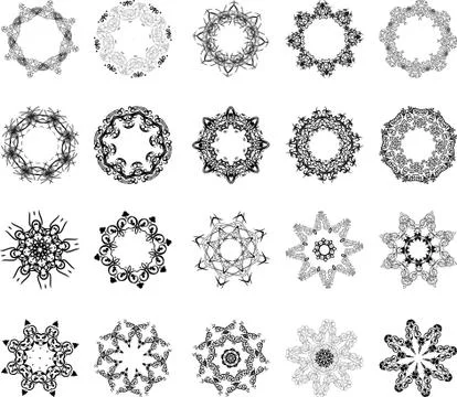 Pack of different style round ornaments Stock Illustration