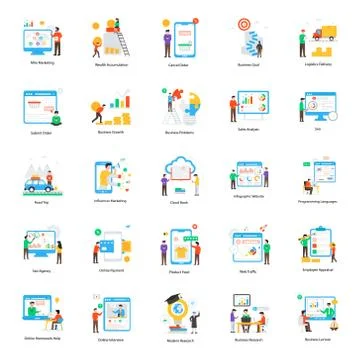 Pack Of Digital Marketing Illustrations Illustrazione stock