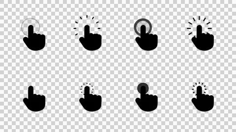 Pack of digital mouse pointer cursors on a transparent background. Stock Illustration