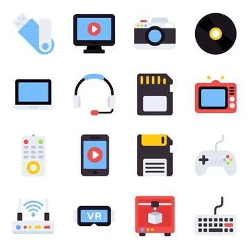 Pack of Digital Technology Flat Icons Stock-Illustration