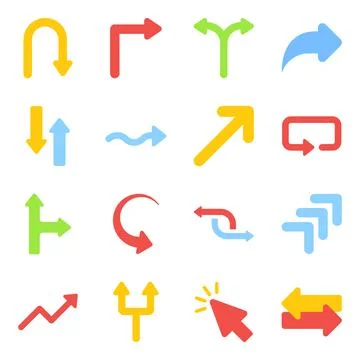 Pack of Directional Arrows Flat Icons Stock-Illustration