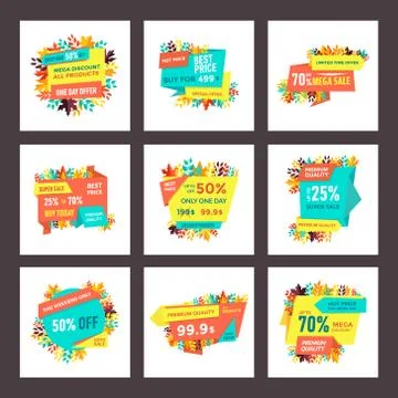 Pack Of Discount Banner Vector Illustrazione stock