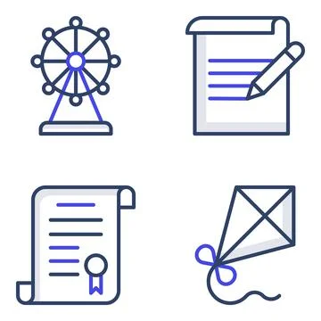 Pack of Documents and Music Flat Icons Stock Illustration