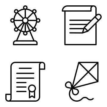 Pack of Documents and Music Linear Icons Stock-Illustration