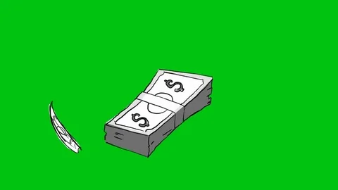 Pack dollar bill   hand drawn   Green Screen  Stock Footage 72596760